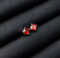 Garnet Stud Earring in Silver