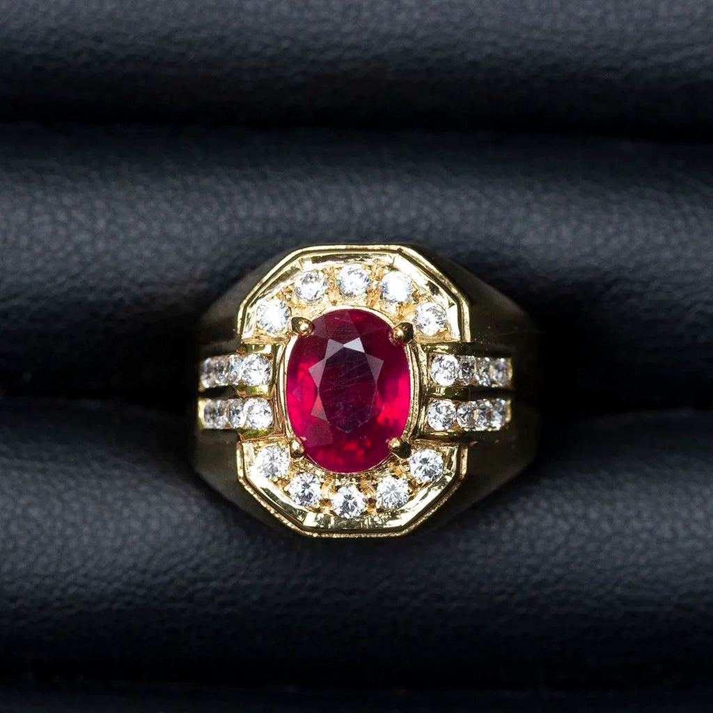 Ruby Ring With Cubic Zirconia