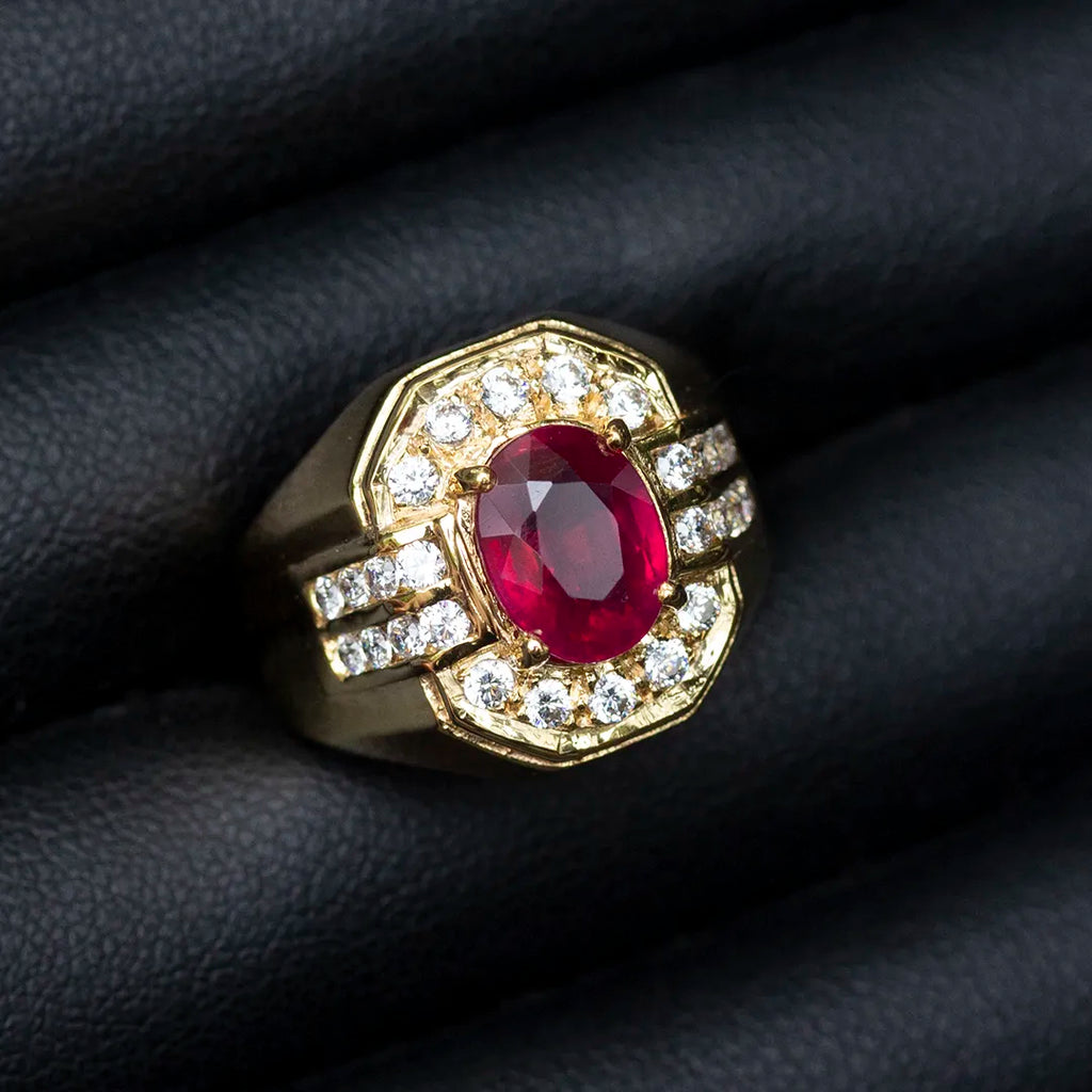 Ruby Ring With Cubic Zirconia