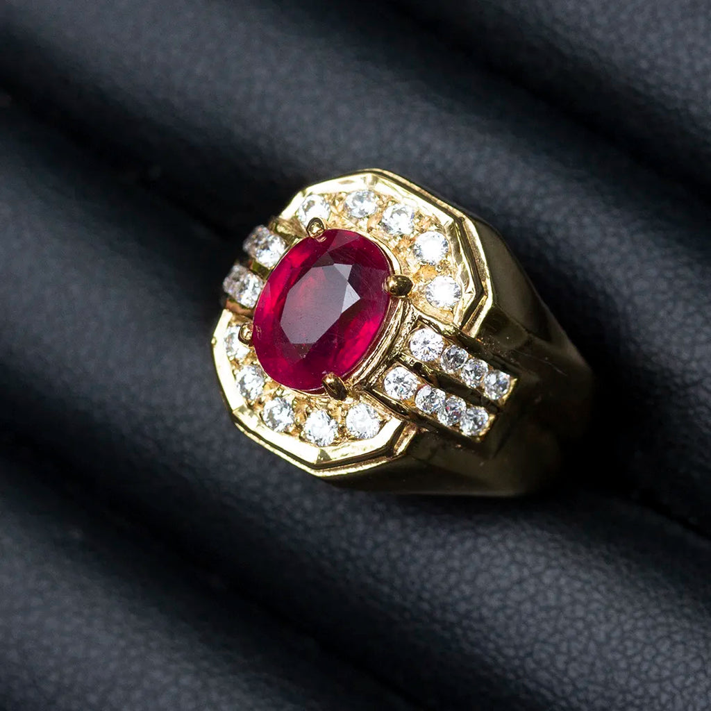 Ruby Ring With Cubic Zirconia