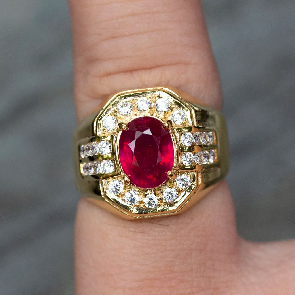 Ruby Ring With Cubic Zirconia