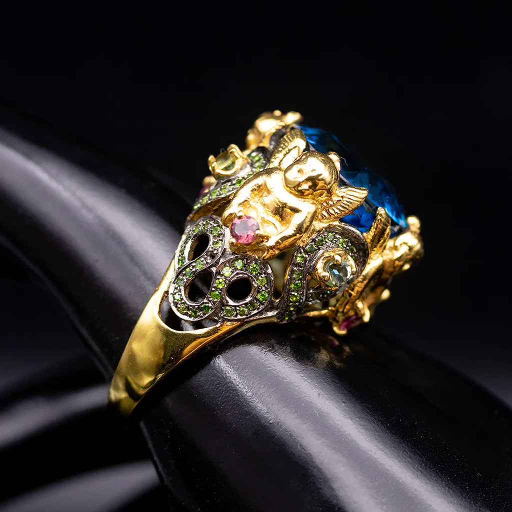 Natural Blue Topaz Statement Ring