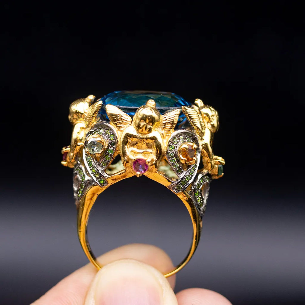 Natural Blue Topaz Statement Ring